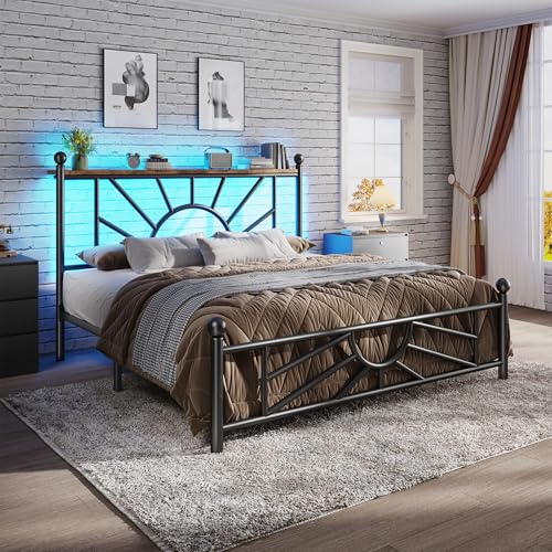 Homkdom 14 inch Full Size Meta Platform Bed Frame with Headboard and Footboard